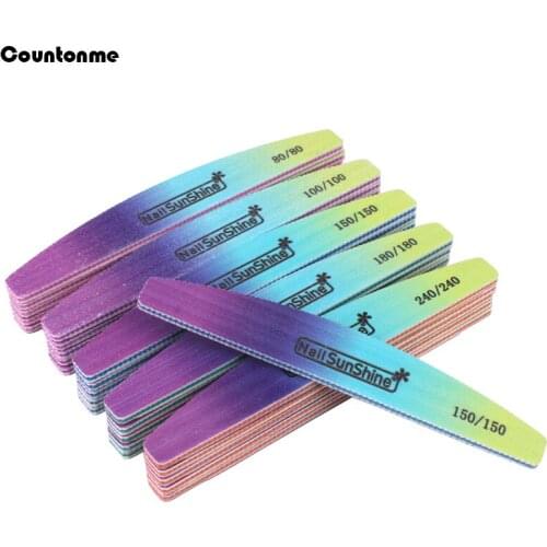 25Pcs/Lot New Style Colorful Nail File 80/100/150/240 Washable Buffer Block Double Sided Sanding Manicure Nail Art Tools Supply