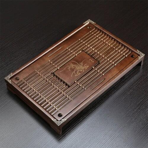 Natural Wood puer Trays serving Tea Table(43*28*5.5cm) Chinese Kung fu Teaboard Drainage water storage for oolong or black tea