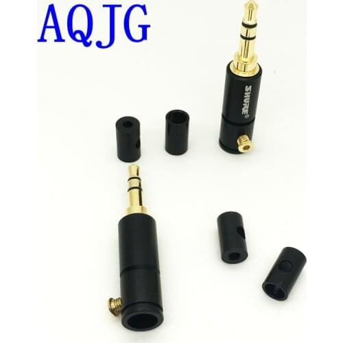50pcs Jack 3.5 3 poles 3.5mm Audio Gold-Plated headphone plug 3.5 RCA Connectors plug jack Stereo connector for Shure AQJG