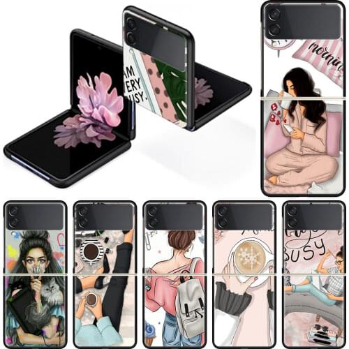 Girl Boss Pink Women Case for Samsung Galaxy Z Flip 3 Hard Silicone Tpu Funda Shockproof Cover Luxury Phone Shell