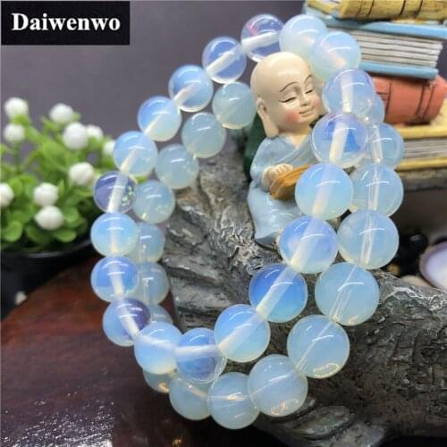 Senites Opal Natural Stone Beads Bracelet for Women Men Gift Single Bangle