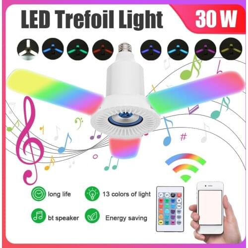 LED Garage Light E27 Deformable Ceiling Light Dimmable RGB Music Lamp with bluetooth Speaker Remote Control