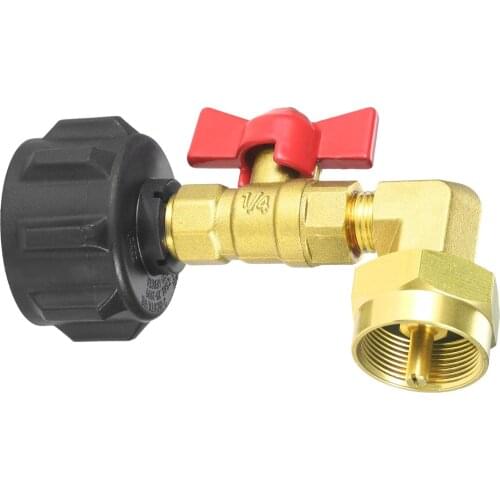 QCC1 Propane Refill Elbow Adapter with ON-Off Control Valve LP Gas Refill Fits for All Camping Grill 1 LB Tank Cylinder