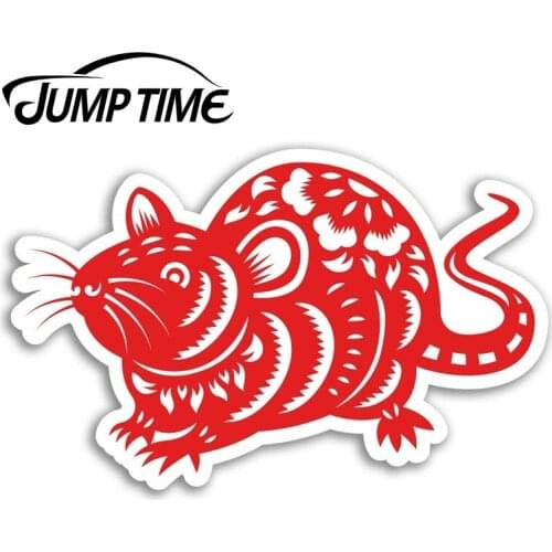 Jump Time Rat Chinese Zodiac Vinyl Stickers China Lucky Sticker Laptop Car Assessoires Window Decals Car Wrap DIY