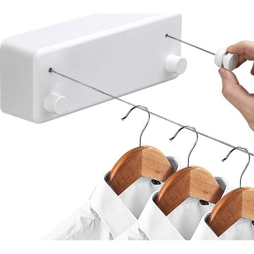 Creative Outdoor Indoor Retractable Clothesline Rope Telescopic Stainless String Clothesline Laundry Hangers Wall Drying Rack