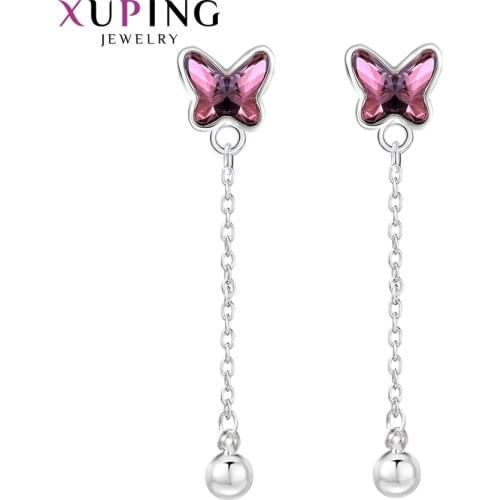 Xuping Jewelry Butterfly Shaped Dangle Crystals Earrings for Ladies Party Romantic Gifts 20533