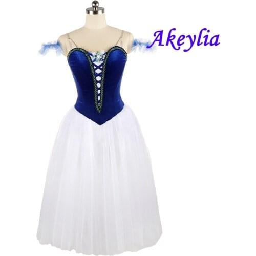 Royal blue Romantic Ballet tutu Dress for adult Giselle Professional competition Ballerina Fairy Dall Ballet Long dress JNBL160