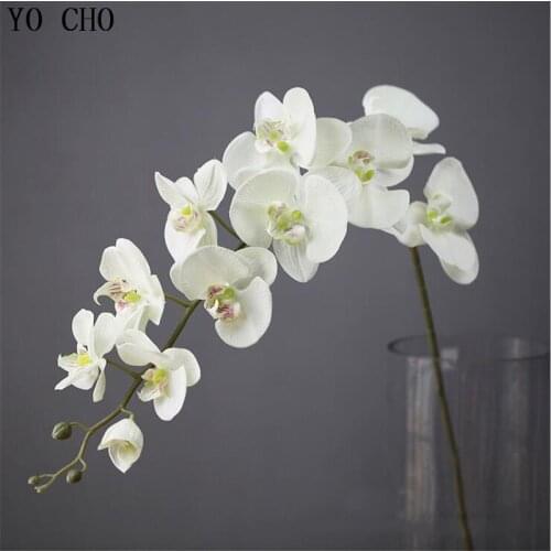YO CHO Phalaenopsis Orchid Plants Long Artificial Silk Flower Home Floor Decoration Wedding Wall Decor Fake Moth Orchidee Flower