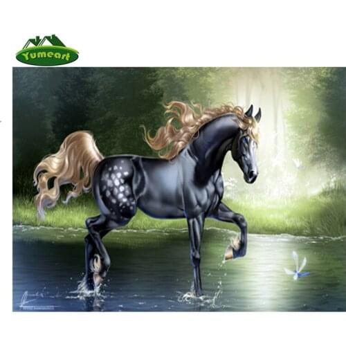 YUMEART Diamond Embroidery Needlework Diy Diamond Painting Cross Stitch Kits Animal Horse Full Drill Diamond Mosaic Room Decor