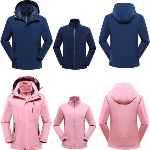 Winter Warm Jacket Couple Ski Suit Jacket Waterproof Camping 3-in-1 Jacket Parka Men and Women Outdoor Hiking Windbreaker