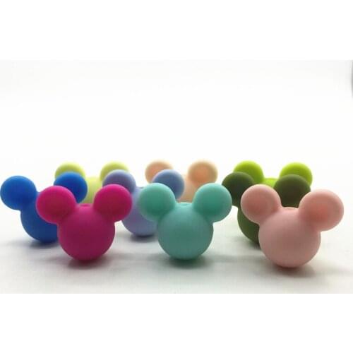 10pcs Mickey Baby Teething Beads Food Grade Cartoon Mouse Shape Beads For Necklaces BPA Free Baby Teether Toy Nursing