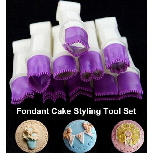 10Pcs/Set Flower Lace Edge Clips Needles Fondant Sugarcraft Paste Tool Cake Cookie Kit FBE2
