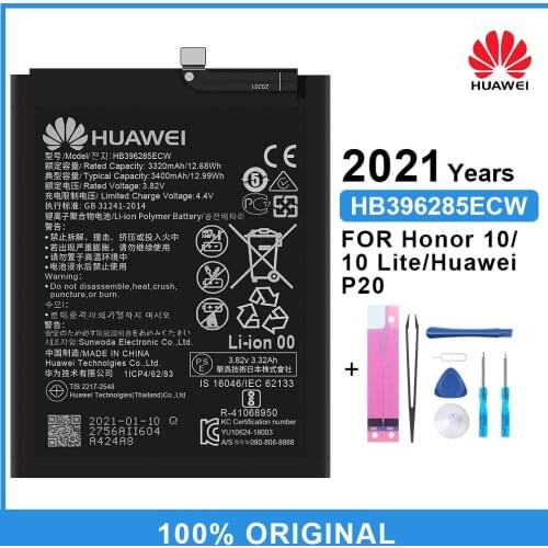100% Original Huawei Battery HB396285ECW for Huawei Ascend P20 Honor 10 P Smart 2019 3320mAh High Quality Replacement Battery
