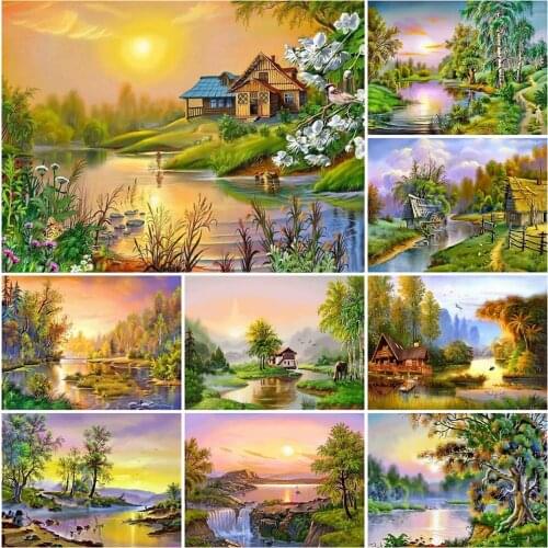 5D Diamond Painting Landscape House Mosaic DIY Diamond Embroidery Rhinestones Art Scenery Pictures Home Decoration