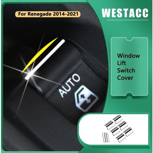 7Pcs ABS Chrome Car Window Lift Swich Button Cover Sequins Trim for Jeep Renegade 2014 - 2021 Inner Accessories