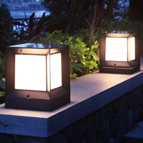 BEIAIDI Outdoor Garden Solar Pillar Light Lawn Lamp Waterproof Villa Courtyard Gate Stigma Lamp Solar Powered Landscape Light