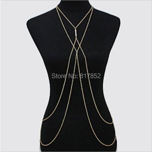 FREE SHIPPING NEW STYLE BO-09 WOMEN Gold colour CHAINS SMALL IMITATION PEARLS SIMPLE BIKINI Chains JEWELRY 2 COLORS