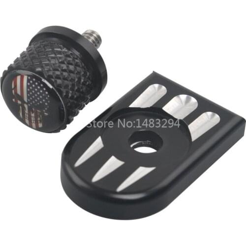 Black Skull American Flag Style Edge Cut Seat Tab Rear Fender Seat Screw Bolt Nut Knob Tab Cover Fit For Harley Universal 96-17