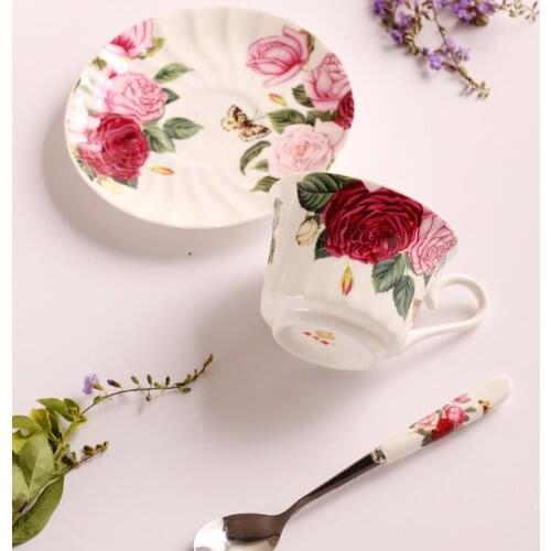 101-200ml European Coffee Set Afternoon Cup Saucer Spoon Ceramic Set Couple Cup Concentrated Cups English Red Tea Cafe Shop Home