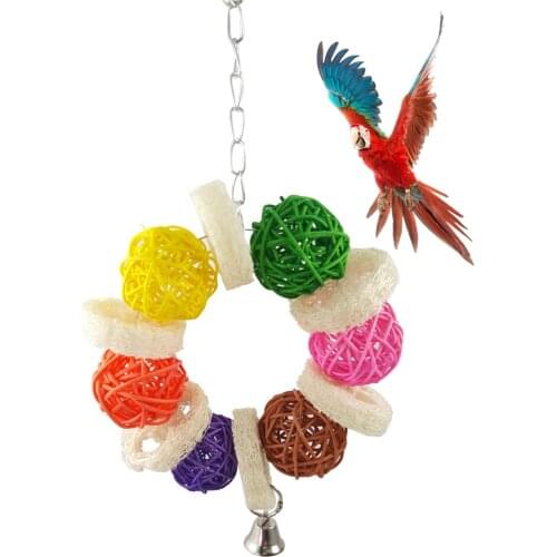 Legendog Parrot Ball Toy Interactive Bite Resistant Parrot Colorful Rattan Ball Bird Chew Toy Handmade Parrot Toys Funny Toy