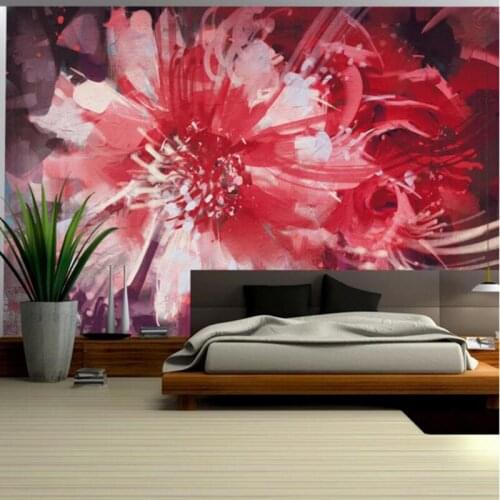 Red Wallpaper for Walls Abstract floral Flower Wall Mural Girls Bedroom Wall Art Home Decor Ideas for Living Room Room Murals