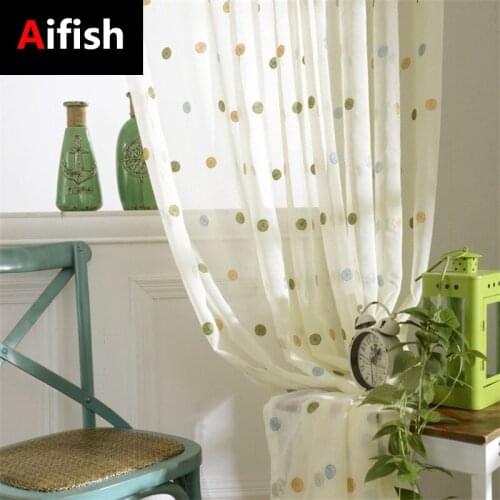 Aifish Circle Curtains Embroidered Childrens Balcony Curtains White Transparent Tulle Curtains For Living Room ZH035-4