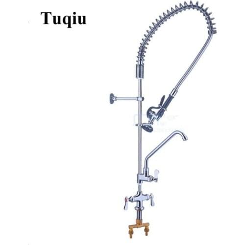 Hotel kitchen Faucet brass Chrome finished hot and cold Spring 360 degree rotation pull down kitchen sink faucet tap