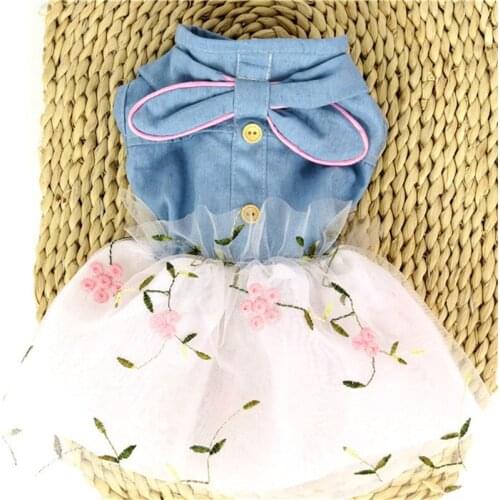 Summer Dog Clothes Cat Puppy Clothing Dog Denim Dress Jeans Skirt Tutu Princess Costume Apparel Poodle Bichon Schnauzer Clothing
