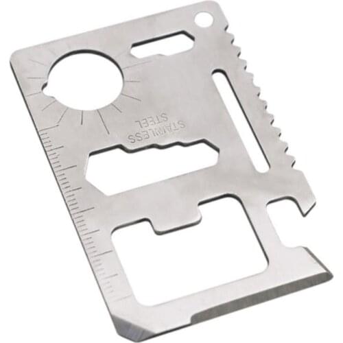 Multi Tools 11 in 1 Multifunction Credit Card Knife Outdoor Hunting Survival Camping Pocket Knife Tactical Tools+Leather Pouch 8