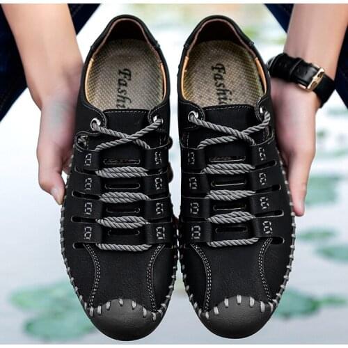 2019 summer mens shoes fashion new business casual shoes mens flat bottom strap shoes comfortable non-slip driving shoes N1-08