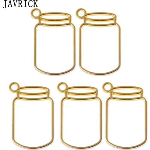 5Pcs Floating Bottles Metal Frame Hollow Pendant Bezels UV Resin Jewelry Making