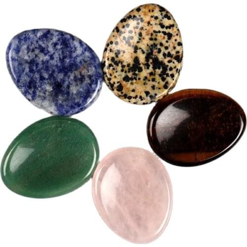 5 Pcs Chakra Set Worry Stone Palm Thumb Hand Massage Face Gua Sha Tool Skin Care Natural Crystal Mineral Stone Beauty Products