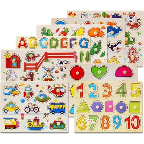 Learning Educational Toys for Children 3D Puzzle 30CM Animal Digital Letter Hand Grab Board Invigorating Baby Wooden Toy