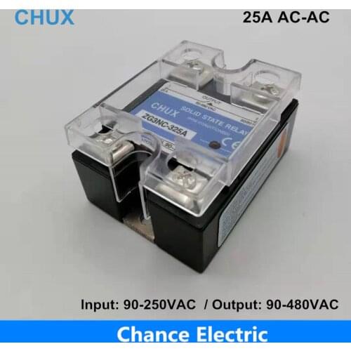 CHUX SSR Relay 25a ac ac SSR-25AA AC to AC 220V Output 90-480V Single Phase Solid State Relay