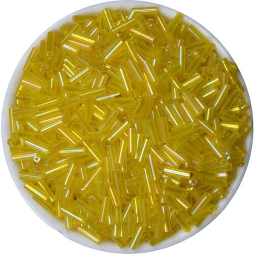 Wholesale Free Shipping 500pcs 2x6mm Yellow AB Jewelry Making DIY Loose Czech Glass Tube Spacer Seed Beads
