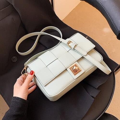 Weave Design Small PU Leather Flap Crossbody Bags For Beautiful Women 2021 Trend Female Branded Shoulder Handbags And Purses