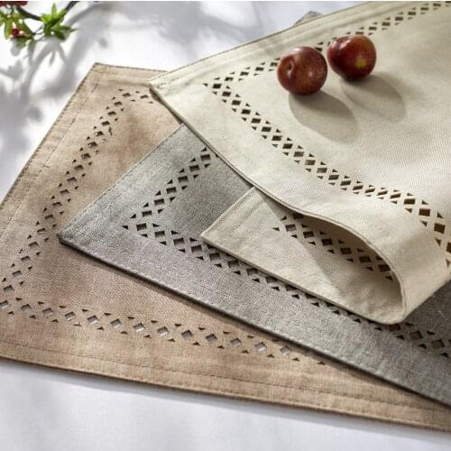 Rectangular Table Mat Imitation Linen Non-slip Anti-scalding Heat Insulation Pad Bowl Mat Coaster Western Place Mat
