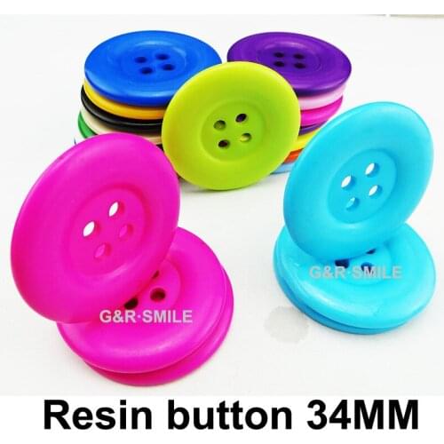8PCS 34MM 4-Holes Colors Dyed RESIN Buttons Decorative Coat Boots Sewing Clothes Accessories R-038