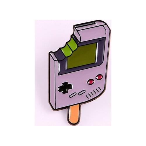 Retro Novel Popsicle Bitten Ice Cream Game Machine Combination Brooch Accessories Lapel Pins Backpack Knapsack Decoration