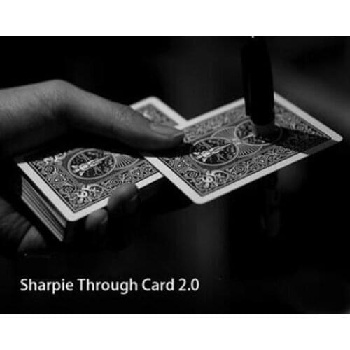 Sharpie Through Card 2.0 (Gimmick Card+ Instruction+Pen) Magic Tricks Close Up Magician Gimmick Prop Illusions Mentalism