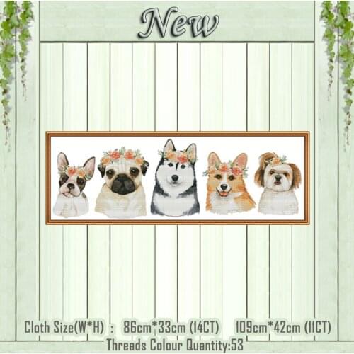 Dog animals pug husky decor painting counted printed on canvas DMC 14CT 11CT Chinese Cross Stitch Needlework Set Embroidery kits