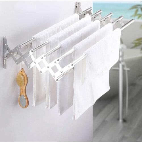Retractable Towel Rack Stainless Steel Folding Towel Holder Bathroom Storage Organizer Shelf for Home Hotel Bathroom Accessories