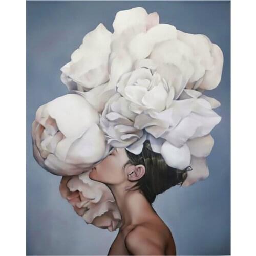 Girl Flower Printed 11CT Cross-Stitch DIY Embroidery Complete Kit DMC Threads Knitting Craft Painting Handiwork Wholesale