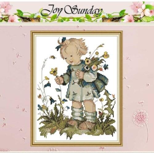 The Flower Girl Counted Cross Stitch 11CT 14CT Cross Stitch Sets Wholesale Chinese Cross-stitch Kits Embroidery Needlework