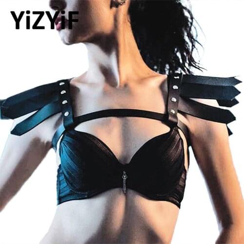 Harness Womens Faux Leather Adjustable Shoulder Body Chest Harness Belt Cage Bra Choker Belts Clubwear Shoulder Harness Straps