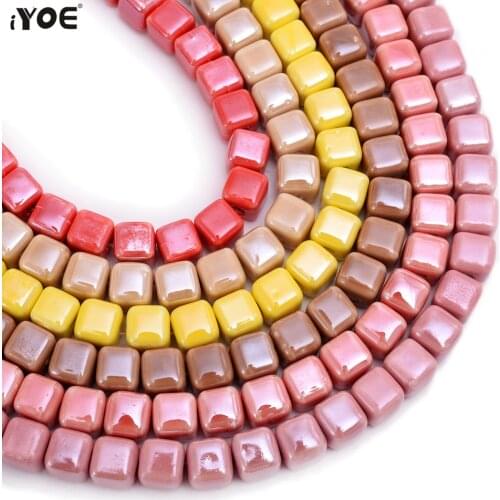 10/30/50pcs 8mm Square Ceramic Beads Loose Spacer Porcelain Glaze Cube Beads for Jewelry for Handmade Bracelet Earring Keychain