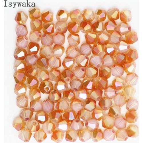 Isywaka Milky Champagne 100pcs 4mm Bicone Austria Crystal Beads charm Glass Beads Loose Spacer Bead for DIY Jewelry Making