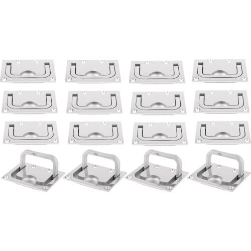16pcs Marine-graded Stainless Steel Ring Pull Handle, Marine Flush Lifting Handle, Rectangular Grip