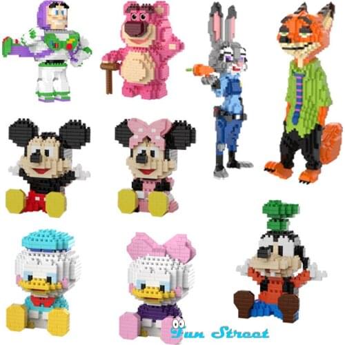 3D Disney Nick Judy Minnie Micro Blocks Goofy Toy Story Buzz Lightyear Model Building Blocks Mini Bricks For Kids Christmas Toys