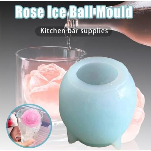 3D Silicone Rose Shape Ice Cubes Mold Mould for Cocktails Drink Iced Tea Kitchen MU8669